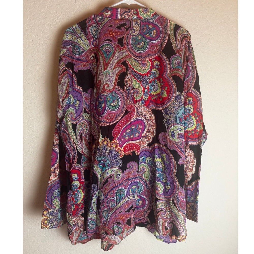 Lauren Ralph Lauren Womens 3X Paisley Lace Up Tunic Cotton Voile Top Multicolor - Picture 7 of 7